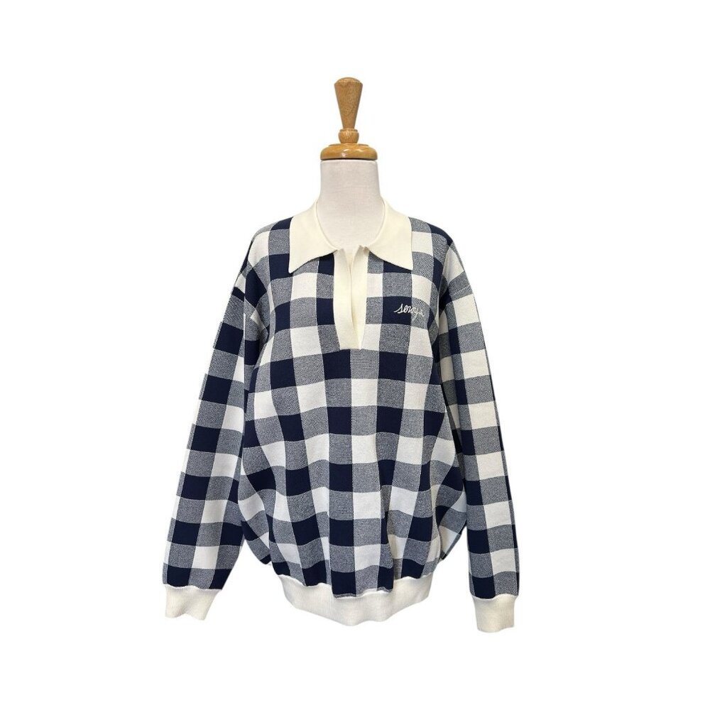 NEW SER.O.YA Orla Gingham Top Size XL Blue and White